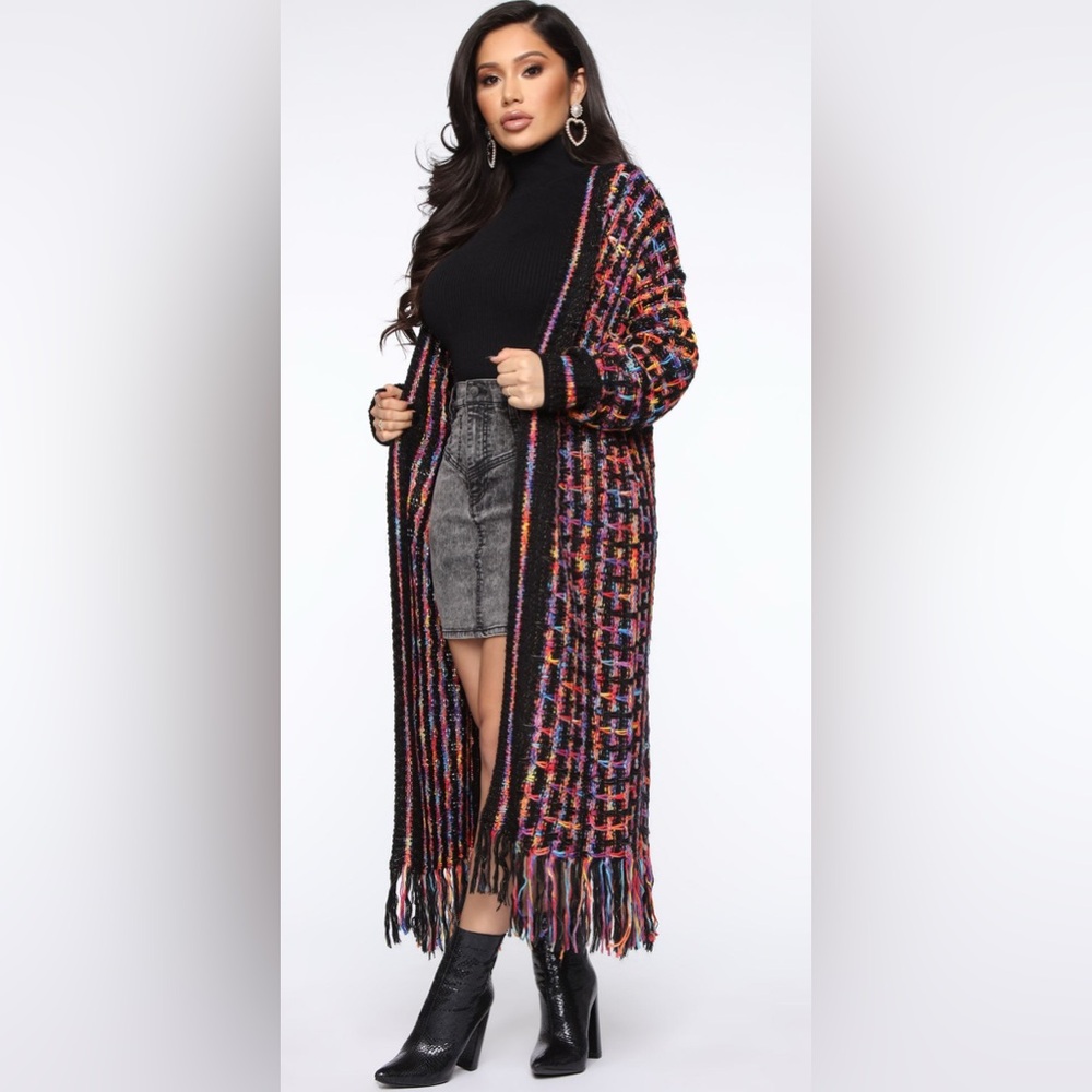 Fashion Nova Paint The Skies Cardigan - Black/combo
